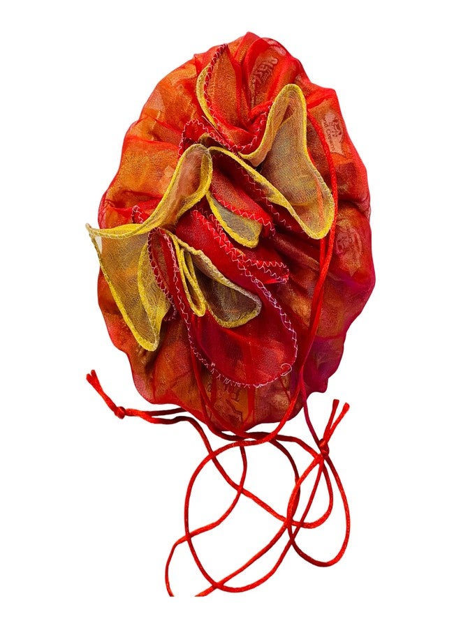 Moira 6pcs Tissue Silk Potli Tokri Drawstring Closure for Gifting, Jewellery Storage, Shagun (Medium 18 inch, Red) - Image 4